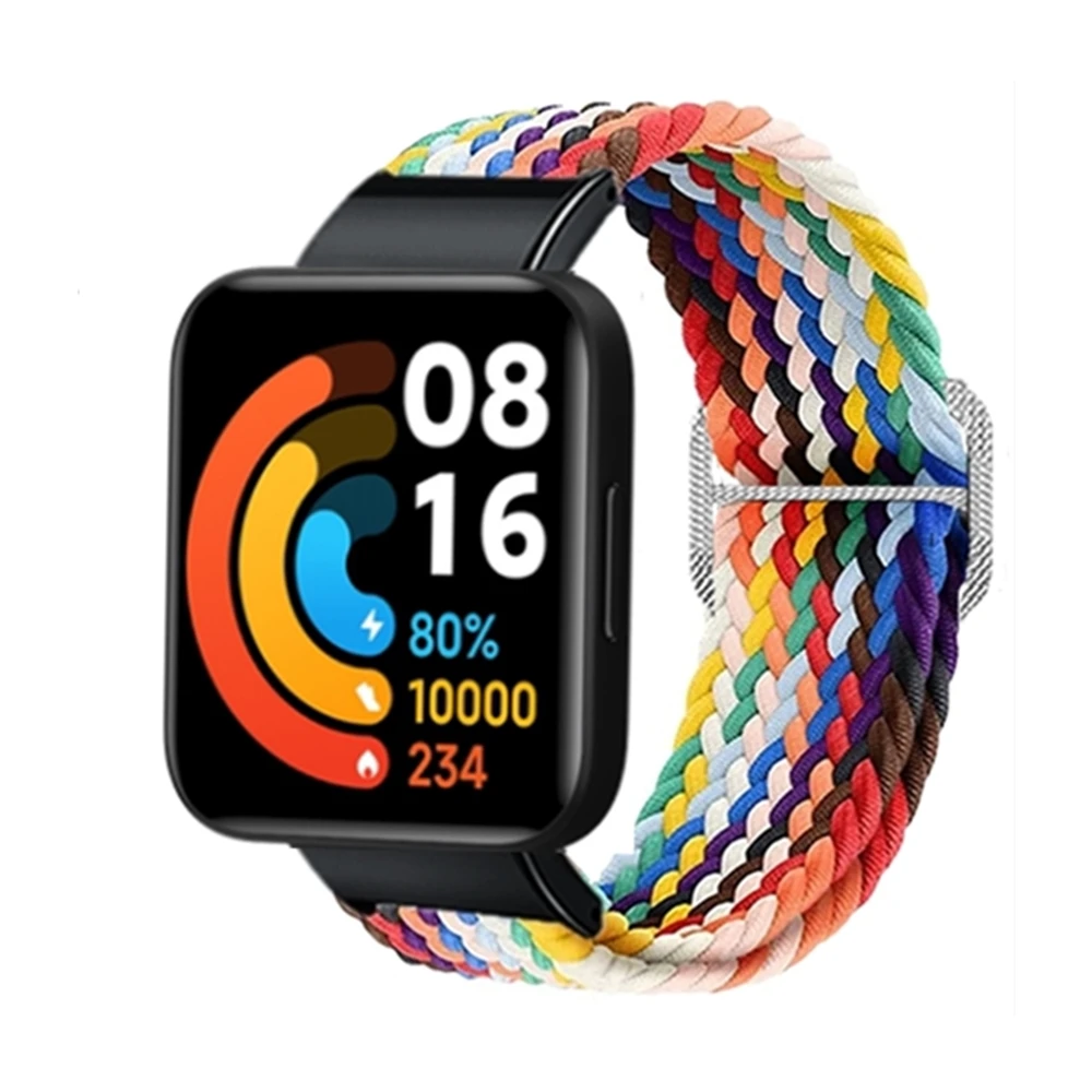 Фото Ремешок нейлоновый для Xiaomi Mi Watch lite, плетеный эластичный браслет для Xiaomi Redmi watch 1, 2, плетеный браслет №2