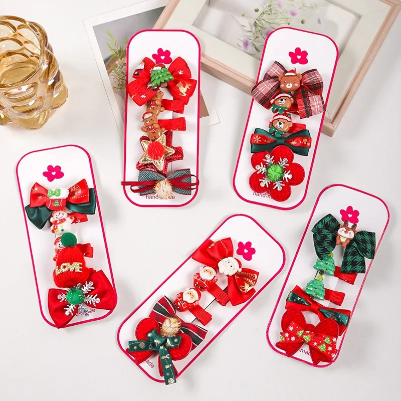 5 шт. милый олень старик рождественская елка мультяшные открытки для волос