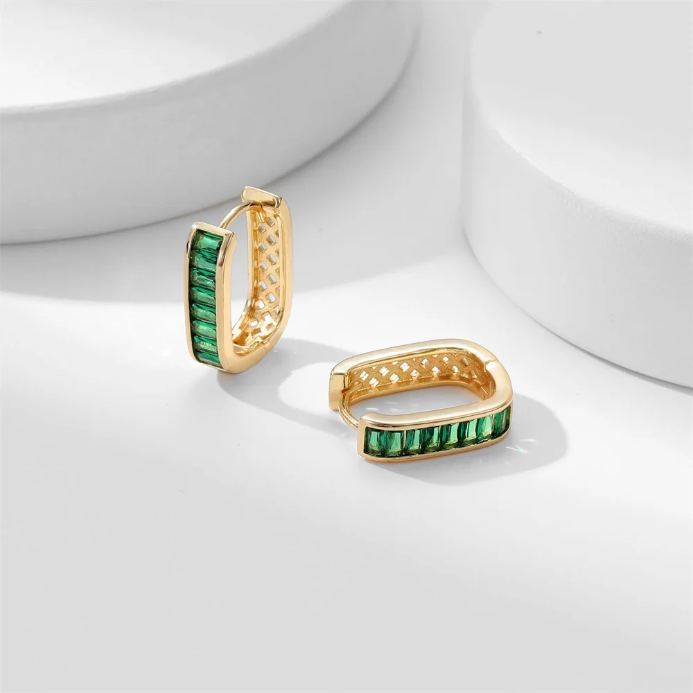 Ins U-образные черные зеленые синие радужные циркониевые геометрические