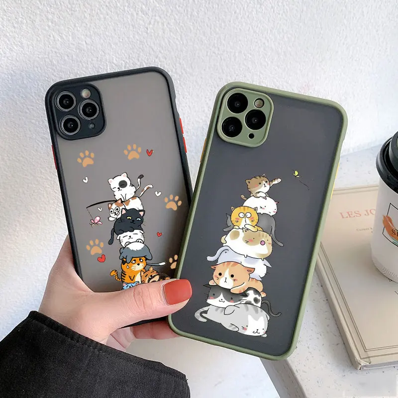 

Stacking Cats Phone Case For iPhone X XR XS 14 13 12 11 Plus Pro Max Mini SE2 8 7 Plus Shockproof Protective Shell Cover Fundas