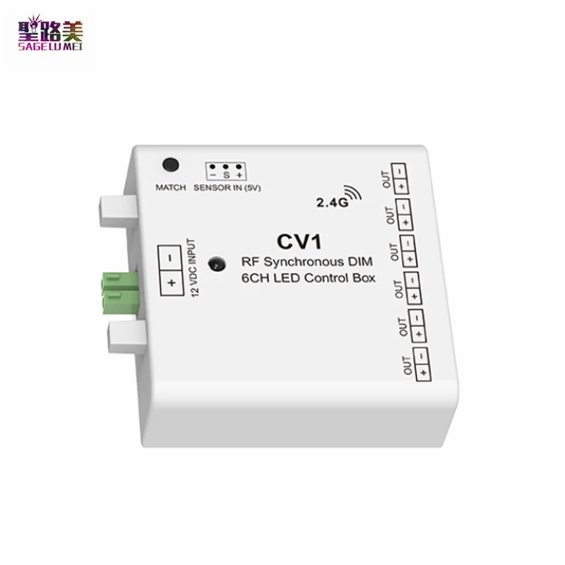 

12VDC 6CH 2.4G RF Sensor Synchronous DIM LED Control Box CV1 Ultra-thin Design 60W LED Controller For Single Color Strip Light