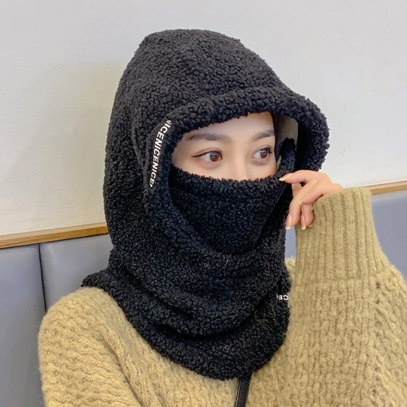 

Woman Outdoor Hat Winter Korean Style Tide Plus Velvet Warm Earmuffs Wool Hats Fleece Cycling Cold Cap Comfortable Female Caps