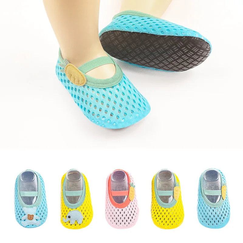 

Детские носки От 1 до 2 лет с мягкой подошвой, летние тонкие сетчатые дышащие забавные детские туфли для малышей, детские Нескользящие носки ...