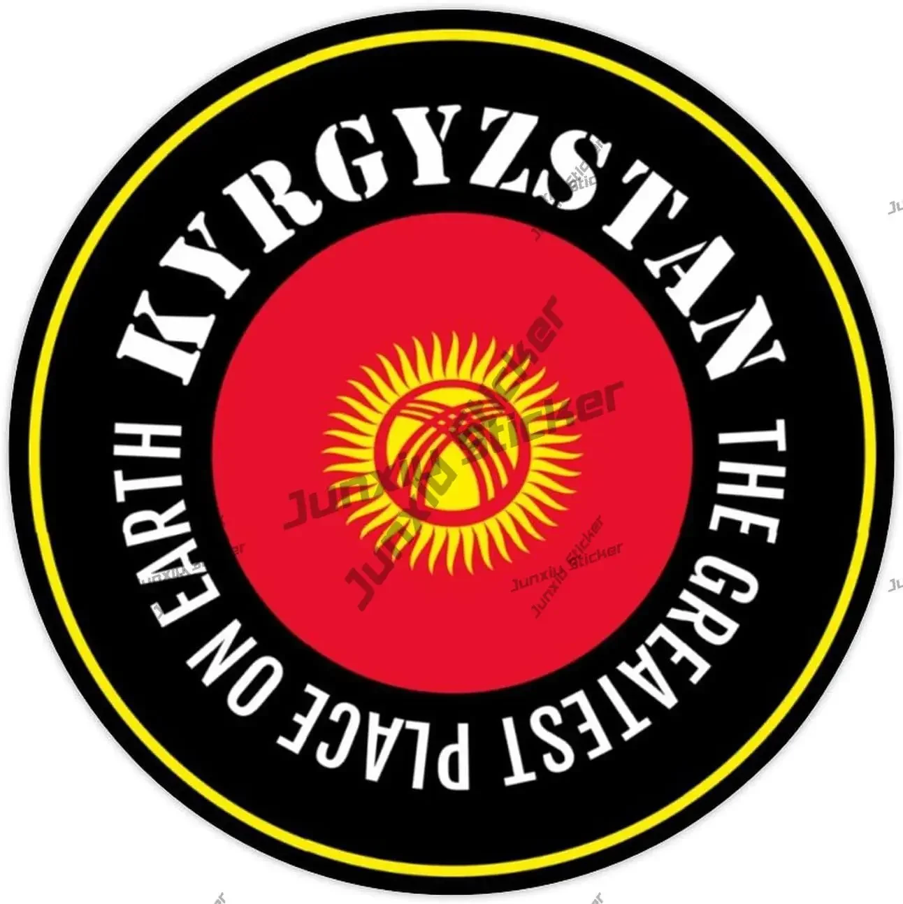 Виниловая наклейка Kyrgyzstan The Greatest Place on Earth с круглым флагом прочная национальная