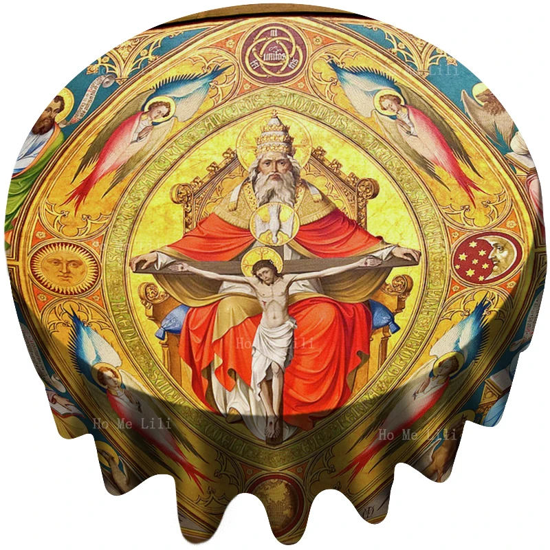 

Christ Cologne Cathedral Altar Painting Stained Glass Nativity Scene Religion Round Tablecloth By Ho Me Lili For Tabletop Decor