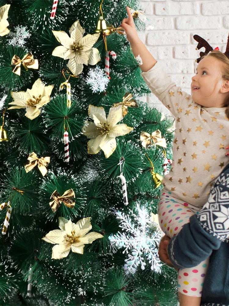 Новинка 2024 украшение для рождественской елки рождественские цветы красные