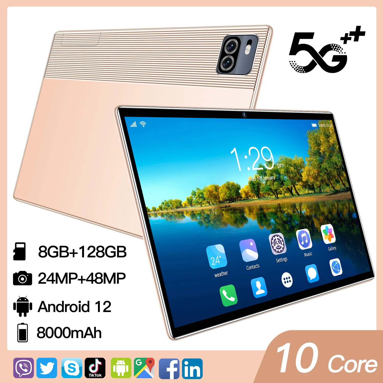 

2023 new 10.1-inch tablet computer new Android 12.0 tablet computer 8GB+128GB+dual card+GPS+FM+wifi+Bluetooth+face recognition