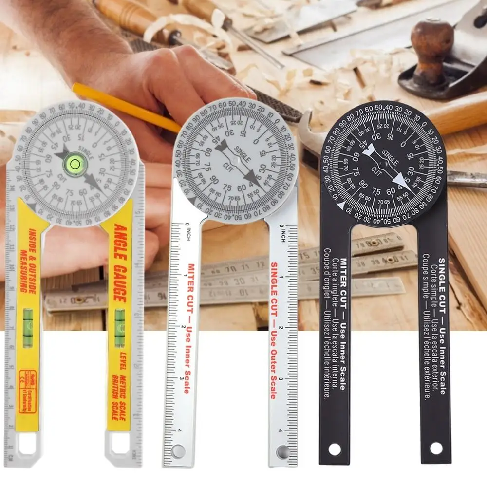 

Woodworking Scale Mitre Saw Protractor Angle Tool Ruler with Pencil Miter Gauge Tools Protractor Inclinometer Measuring Tool