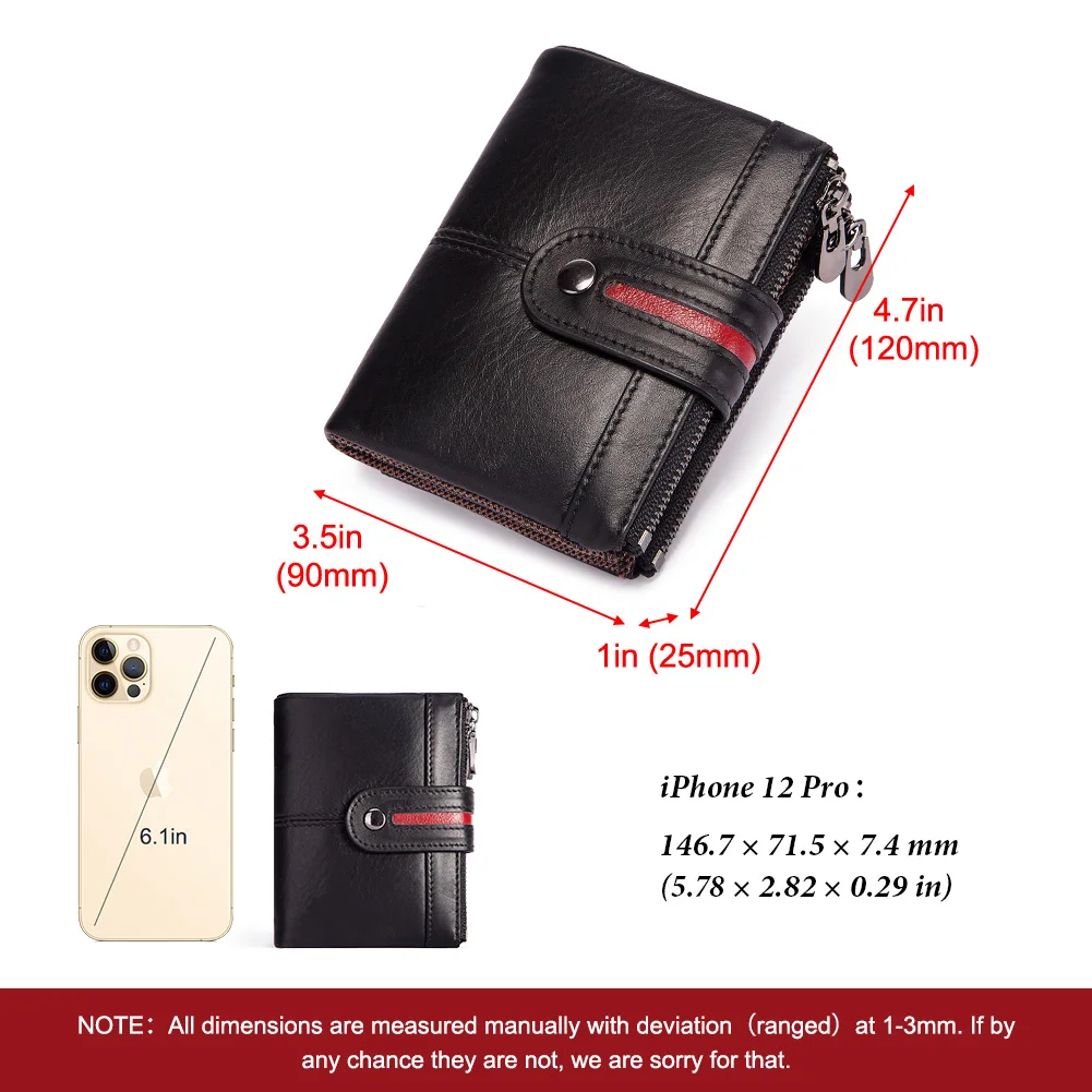 2022 New 100% Genuine Leather Men Wallet Coin Purse Small Mini Card Holder Chain PORTFOLIO Portomonee Male Walet Pocket images - 6
