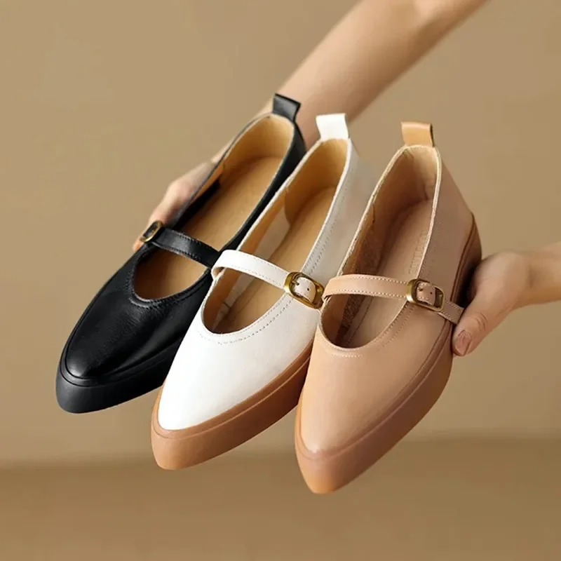 2025 новые кожаные туфли Мэри Джейн на платформе женская модная повседневная обувь