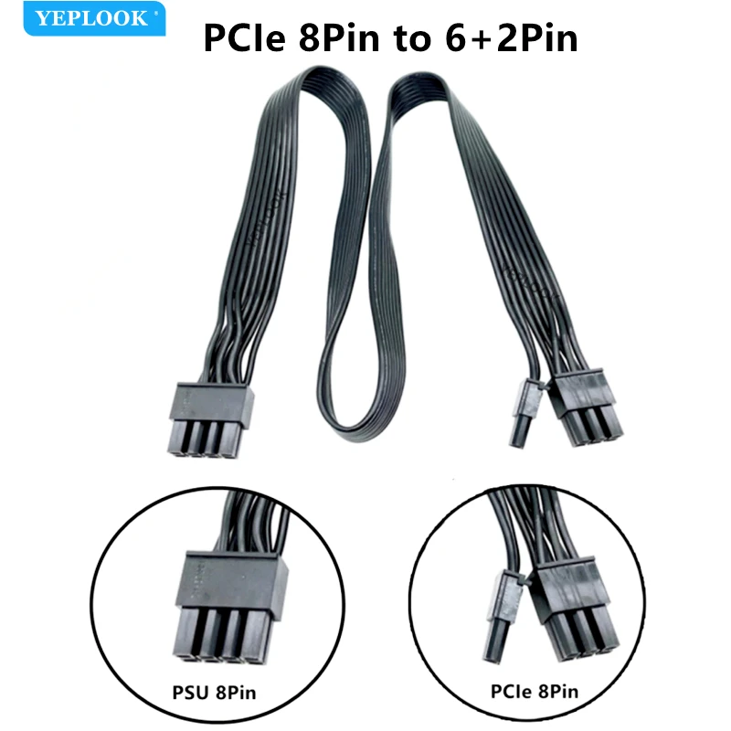 

PCIe 8Pin для Corsair PSU Single 8Pin 6 + 2Pin GPU кабель Поддержка RM1000 RM850 RM750 RM650 RM550 RM450 RM Series 18AWG 60 см
