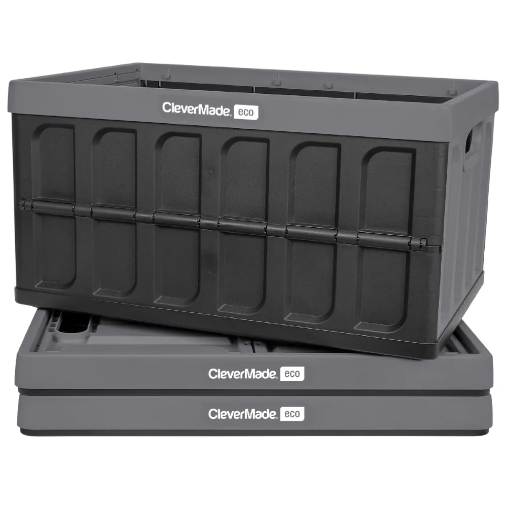 

storage box organizer Eco Collapsible Storage Bins, 12 Gal Stone Grey, 3 Pack