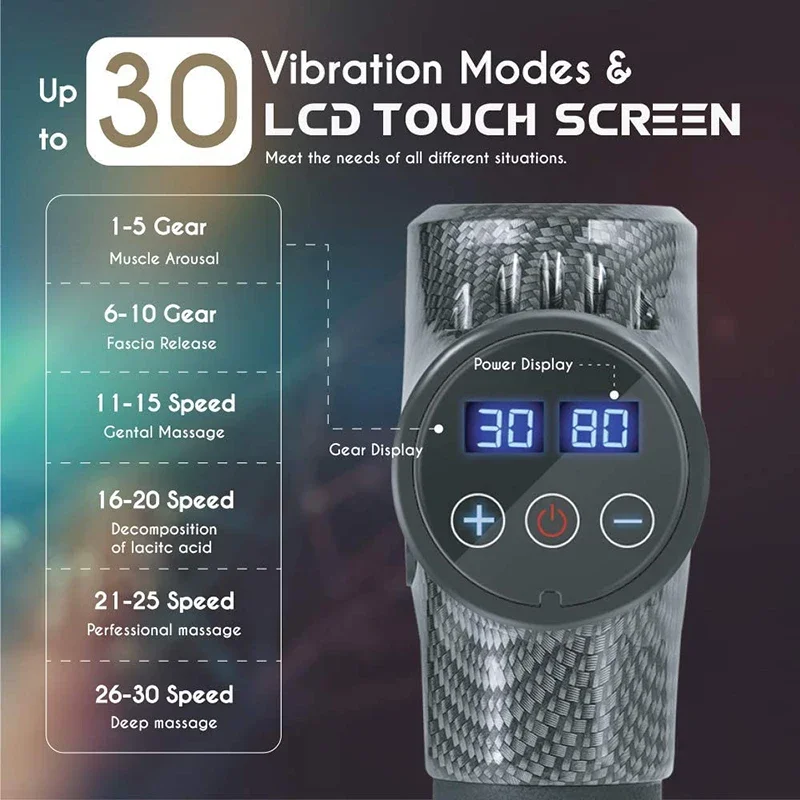 30 уровней массажный пистолет инструмент для глубокой фотозаписи перкуссионный