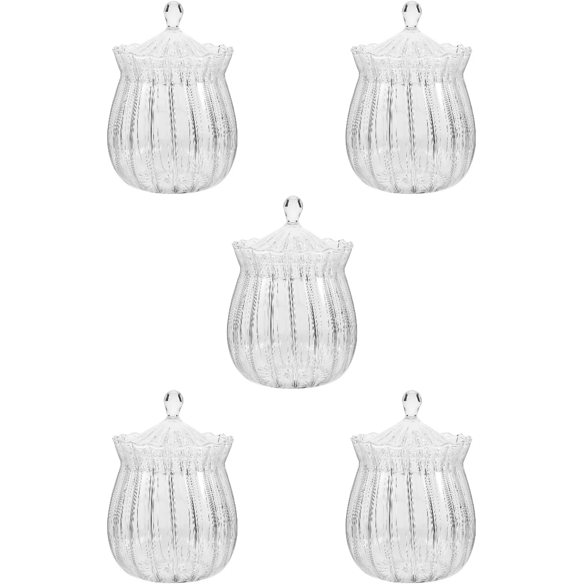 

5 Pieces Glass Sugar Bowl Tea Jar Holder Containers Food Coffee Beans Storage Jars Salt Pots