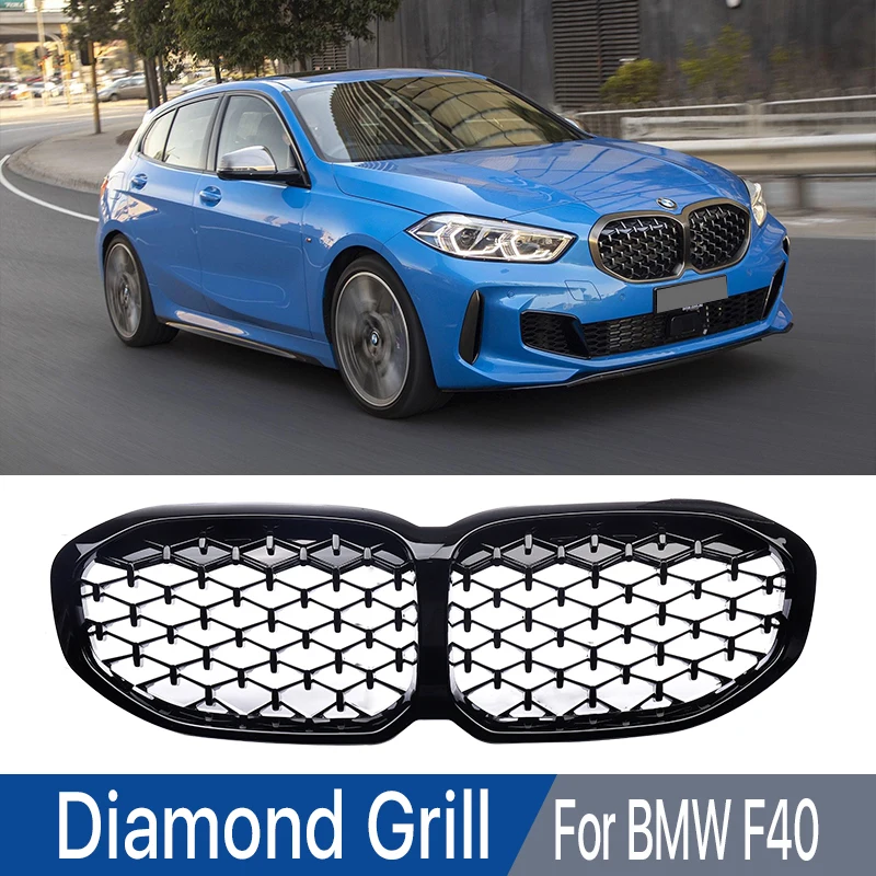 

Car Styling Front Bumper Kidney Grille Glossy Black Lip Carbon Fiber Grill For BMW 1 Series F40 2020 2021 2022 Auto Accessories
