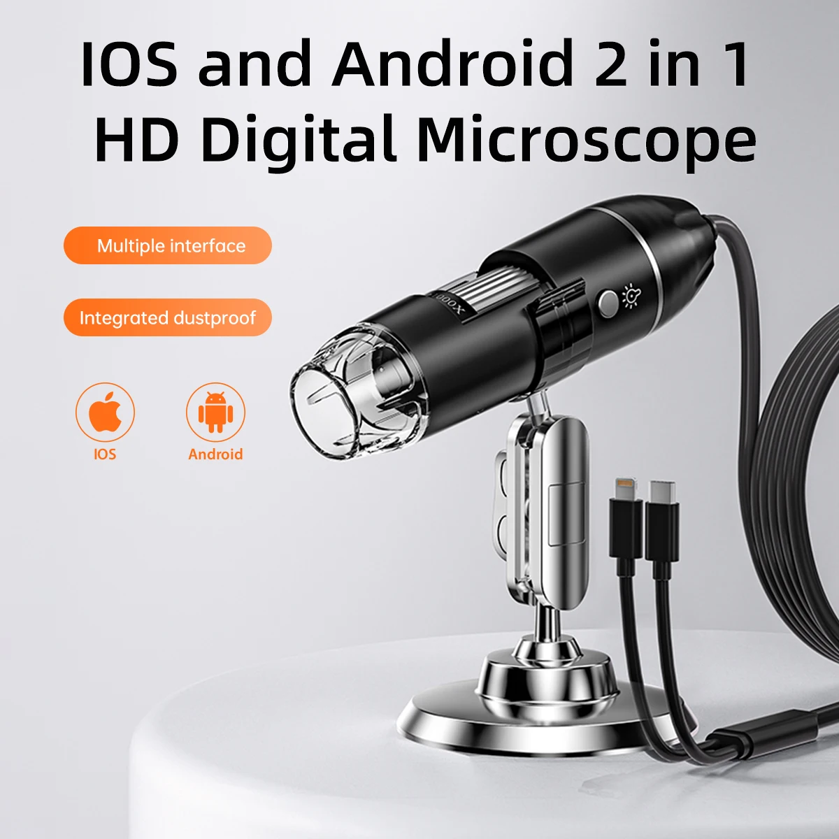 

1000X/1600X Digital Microscope Camera For iPhone Android Portable Electron Microscope For Mobile Phone Repair LED Magnifier