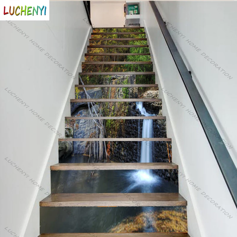 

6 шт. 13 шт./компл. пользовательские лестницы натуральные Цветы Наклейки на пол водонепроницаемые съемные самоклеящиеся наклейки для лестниц...