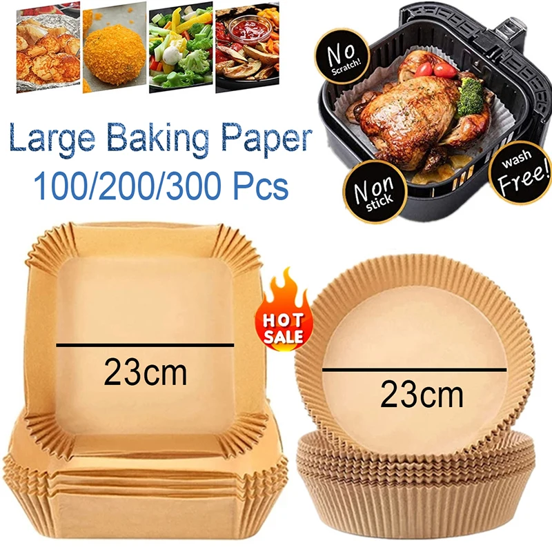 

Liner Parchment Non-stick Air Disposable Large Airfryer Special Paper Baking Paper For 100/200/300 Pcs Cooking Fryer 23cm