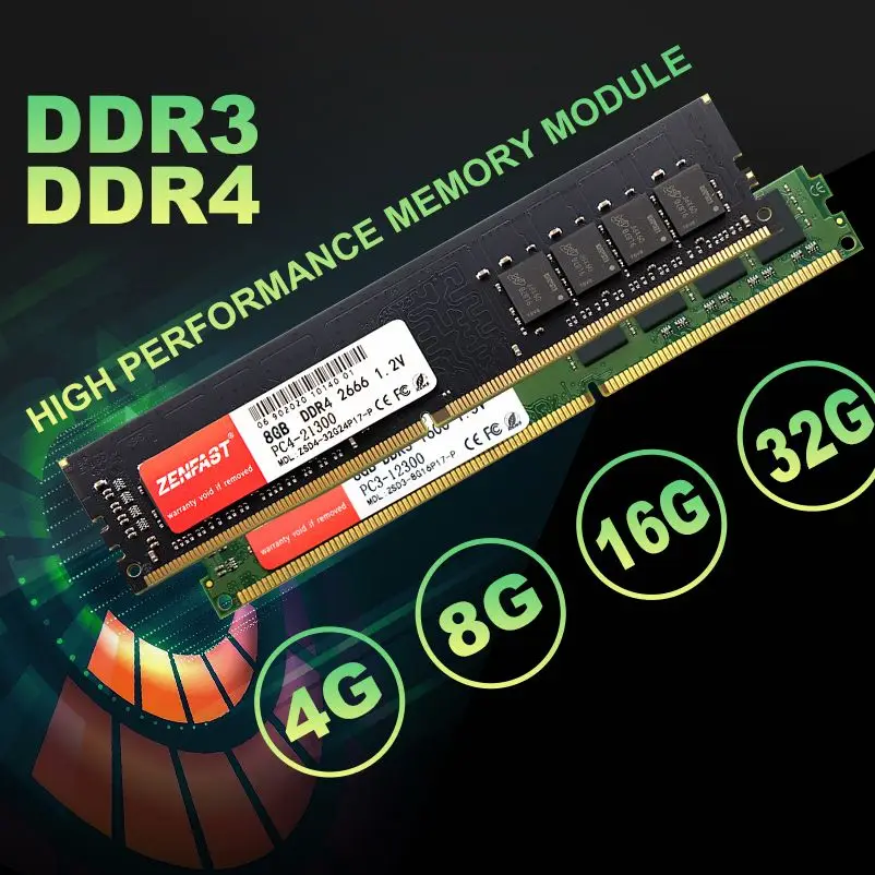 Оперативная память ZENFAST ddr4 ddr3 16 ГБ 4 8 32 настольная Udimm 1333 МГц 1600 2133 2400 2666 новая ОЗУ