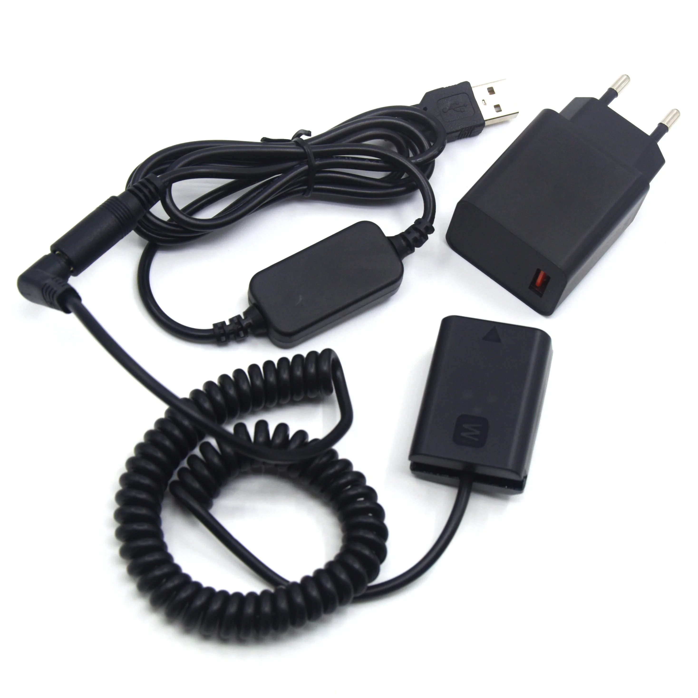 

NP-FW50 AC-PW20 Dummy Battery+QC3.0 Charger+DC Usb Cable For Sony ZV-E10 A6000 A7II A7R A7RII ILCE-QX1 Cybershot DSC-RX10 A7