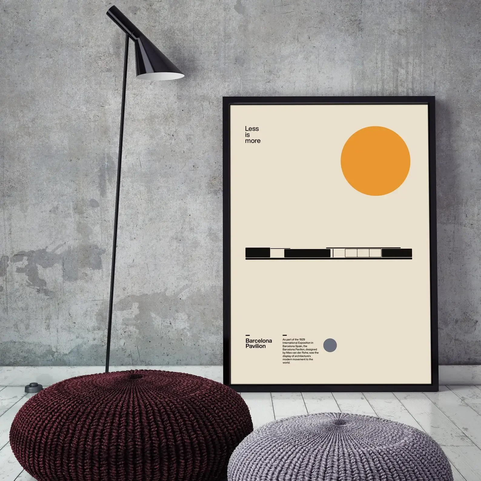 Плакат Барселона Павильон Людвиг Метс фургон дер Рух Минимальная архитектура