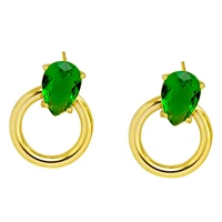 green cubic zirconia round stainless steel moissanite stud earrings 2022 tarnish free luxury charm shinly cz jewelry women