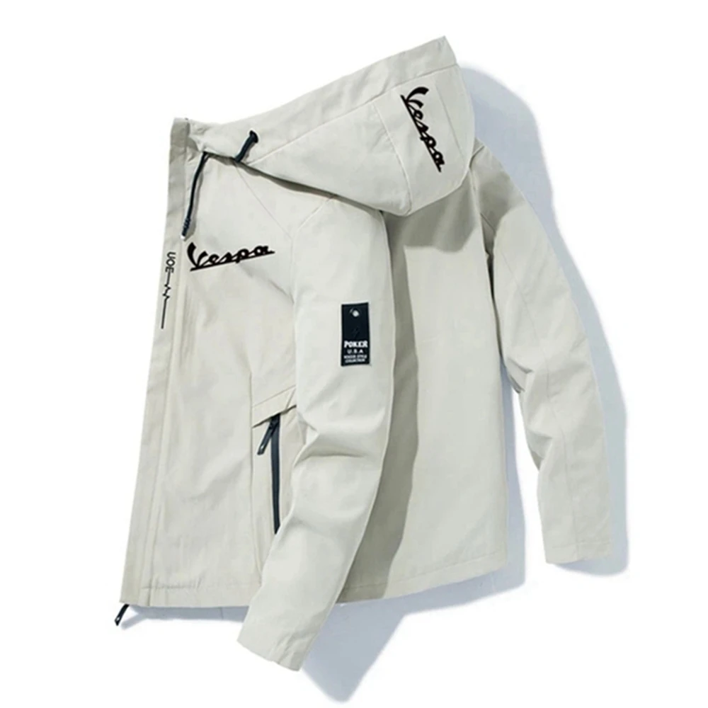 

2023 New Autumn Vespa Men's Jacket Hooded Casual Lightweight Street Apparel New Solid Color Parker Fashion Brand Design