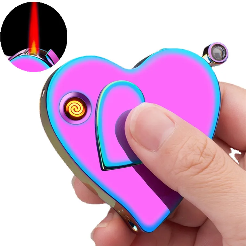 

Creative Lighter Red Flame Cool Gorgeous USB Cigarette Lighter Two-in-One Easy-to-carry Cigarette Accessories Ladies Cute Gift