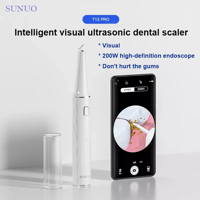 SUNUO Visual Electric Ultrasonic Teeth Cleaner 200W Endoscope Tooth Dental Scaler Rechargeable Tartar Calculus Plaque Remover enlarge