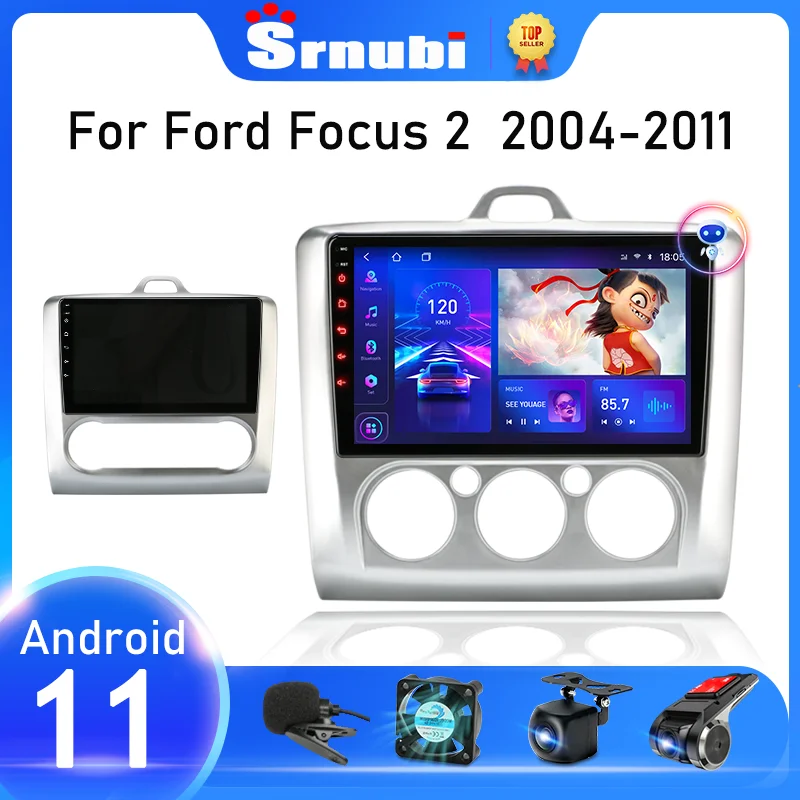 srnubi android 11 car radio for ford focus 2 3 mk2 mk3 2004 2005 2011 multimedia player navigation gps 2din carplay stereo dvd free global shipping