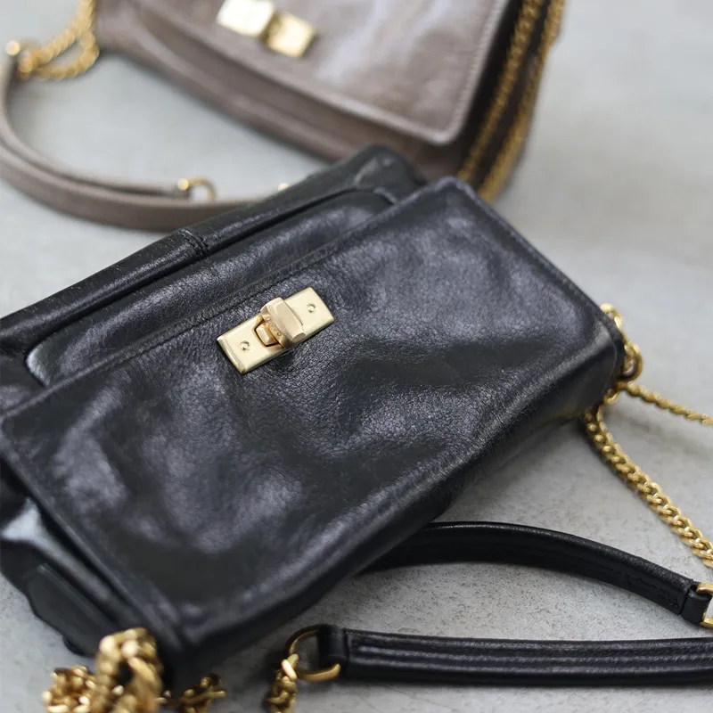 

Genuine Leather Chain Bag For Women Luxury Shoulder Bag Cute Crossbody Purse Cowhide Handbag