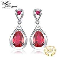 jewelrypalace water drop 7 6ct created red ruby 925 sterling silver dangle drop earrings for women statement gemstone jewelry