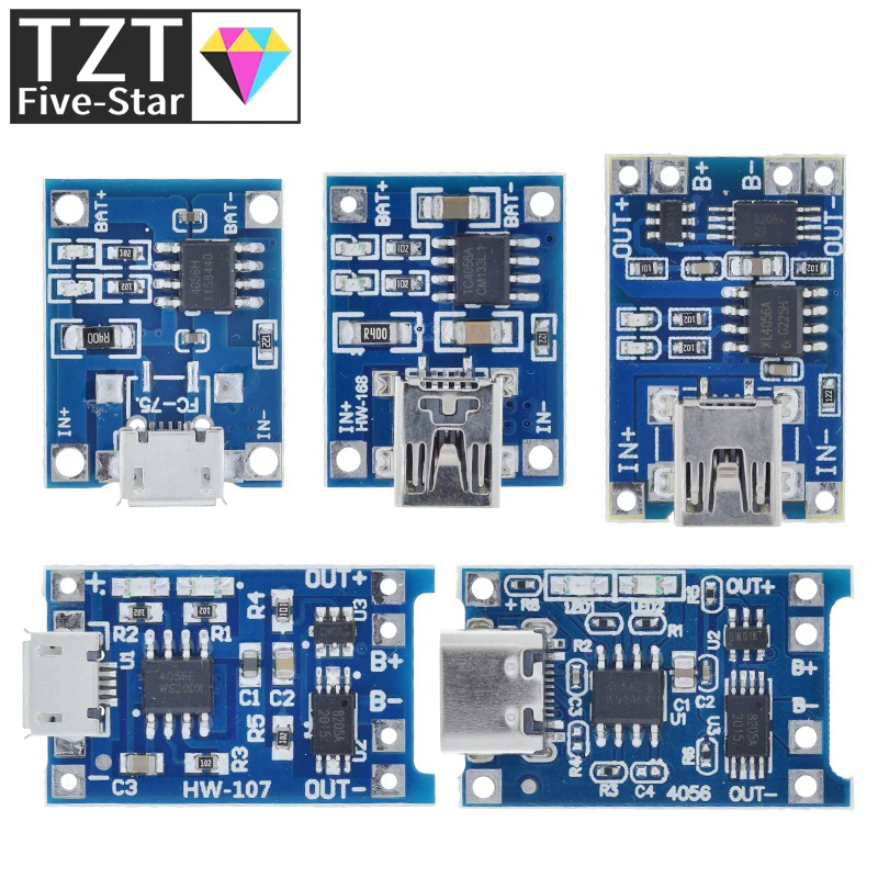 TZT 5 шт. Micro USB В 1A 18650 TP4056 модуль зарядного устройства для литиевой батареи зарядная