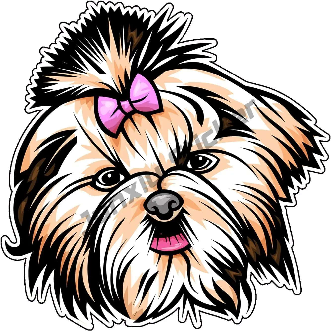 Улыбающаяся виниловая наклейка ши-тцу собака пород на бампер для ноутбуков