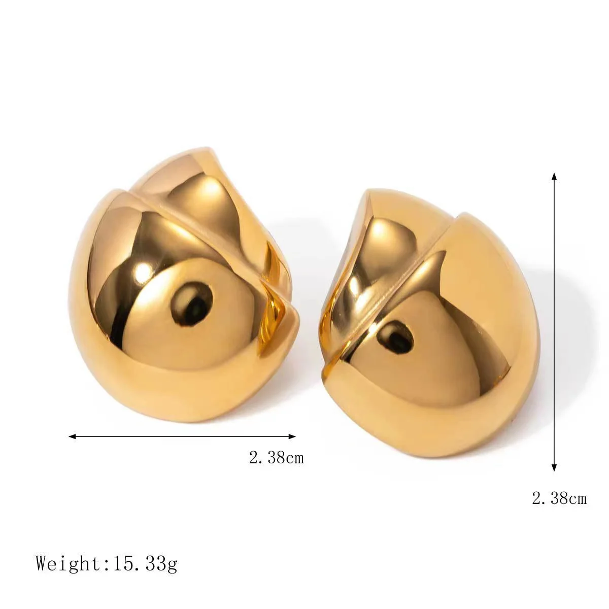 PRISCA | Круглые серьги из нержавеющей стали для женщин. Щипцы лесного ореха.