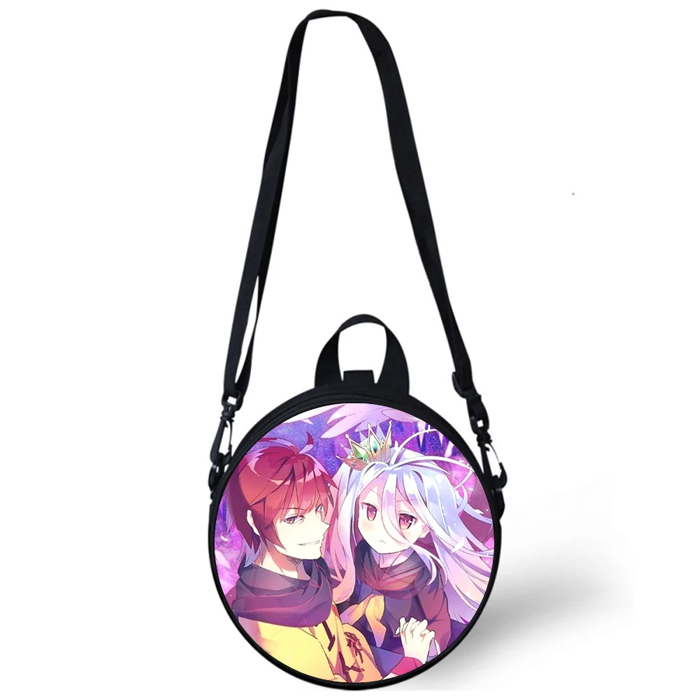 NO GAME NO LIFE Anime Child kindergarten Bag 3D Print Crossbody Shoulder Bags For School Women Mini Round Bagpacks Rugtas Bag