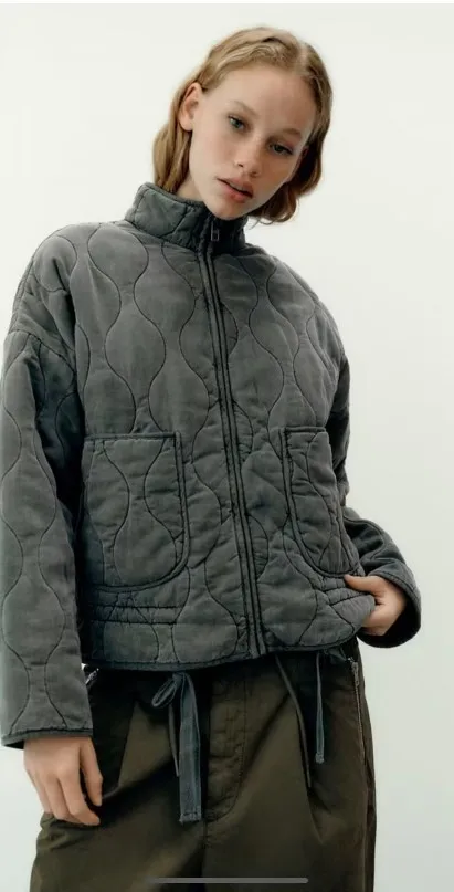 

Женское хлопковое пальто с карманами, зимняя модная теплая винтажная верхняя одежда на молнии с длинным рукавом и кулиской, 2023