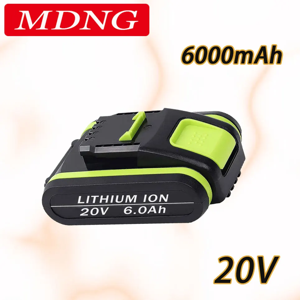 

2023 NEW Power Tools Rechargeable Replacement Battery 20V 6000mAh Lithium for Worx WA3551 WA3553 WX390 WX176 WX178 WX386 WX678