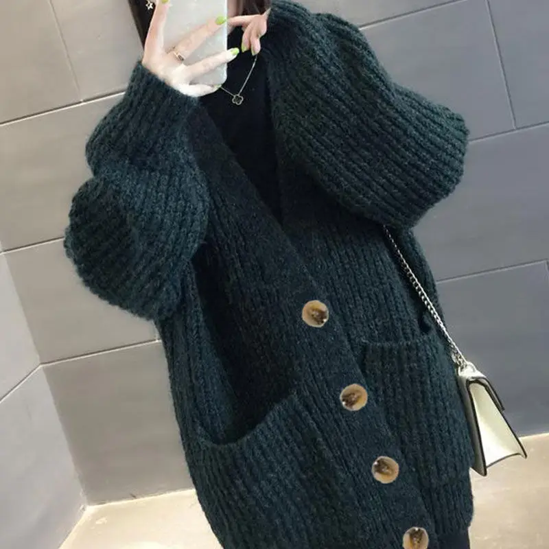 

Women' Sweater 2022 Autumn and Wnter New Products Women's Snowflake Knit Sweater Single-breasted Pocket Sweater Women T451
