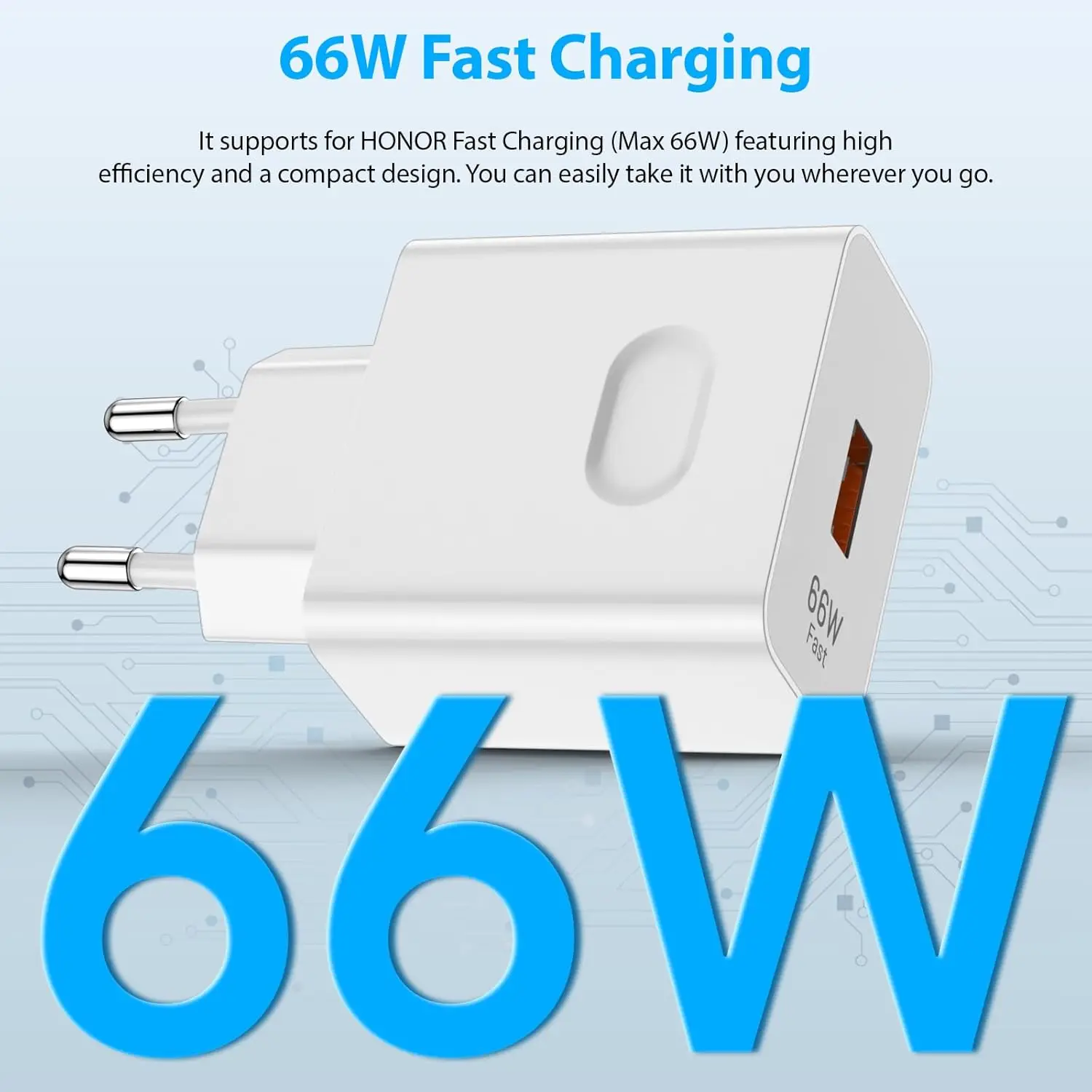 Фото Оригинальное зарядное устройство HONOR 66W SuperCharge (версия для ЕС) с кабелем Type-C 1 м 6А для HONOR Magic 7, 8 Lite, Pro, X9d, X8d, 600, 400 серии №2