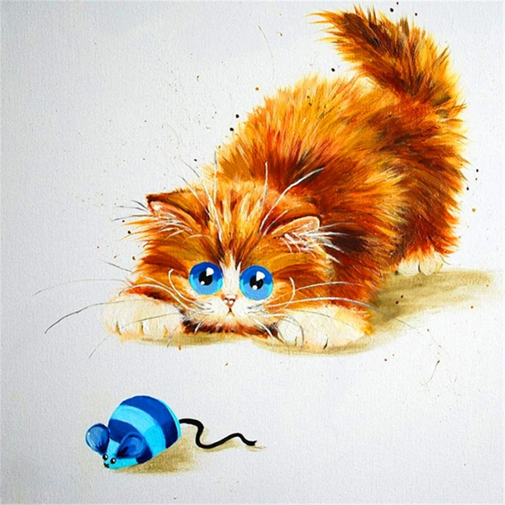 

Cartoon Cat Printed Water-Soluble Canvas 11CT Cross-Stitch Embroidery Patterns DMC Threads Knitting Craft Needlework Sales