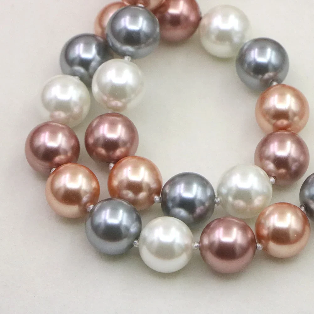 Жемчужное ожерелье для женщин 12 мм разноцветные Круглые бусины жемчужное из