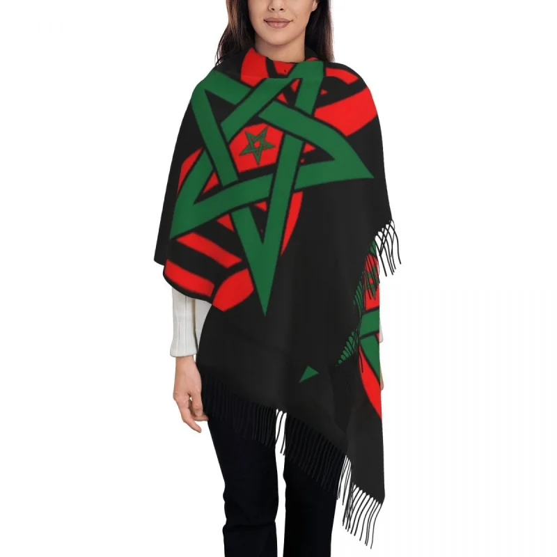 

Luxury Moroccan Flag Its In My DNA Morocco Tassel Scarf Women Winter Fall Warm Shawls Wraps Female Scarves