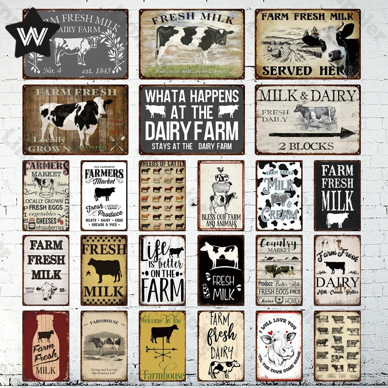 Винтажный металлический знак Корова жестяная пластина для фермерской фермы