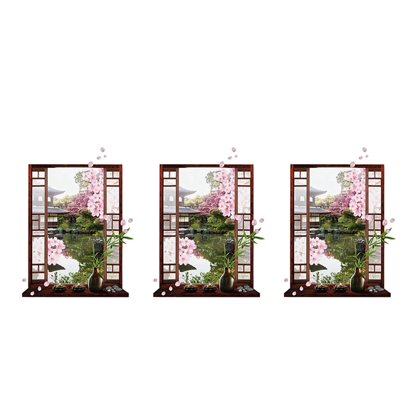 

3X 3D Window Sakura Peach Blossom Flower Art Wall Sticker Removable Decal Mural