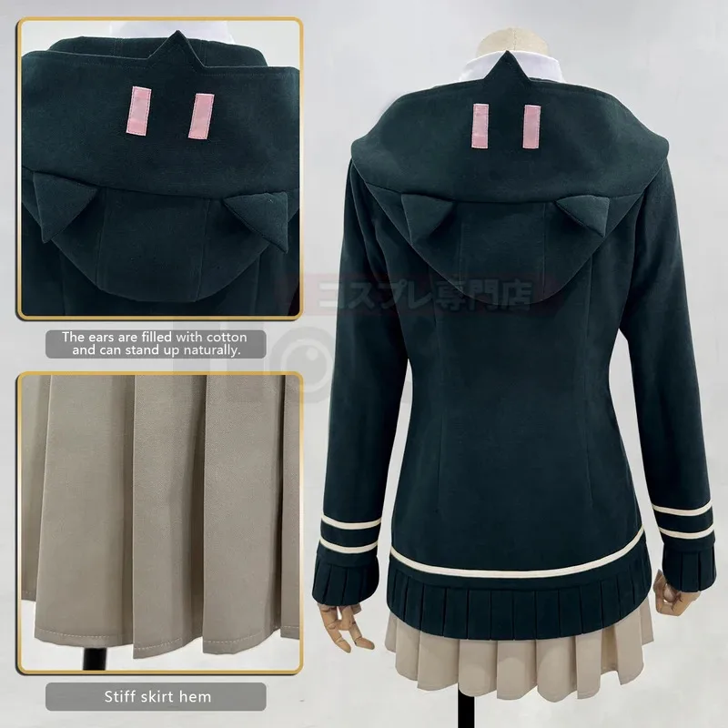 Фото Danganronpa Game Trigger Happy Havoc Nanami ChiaKi Косплей Костюм Пальто Рубашка Юбка Заколка для волос Школьная форма Cosx; 8's, 6; №4