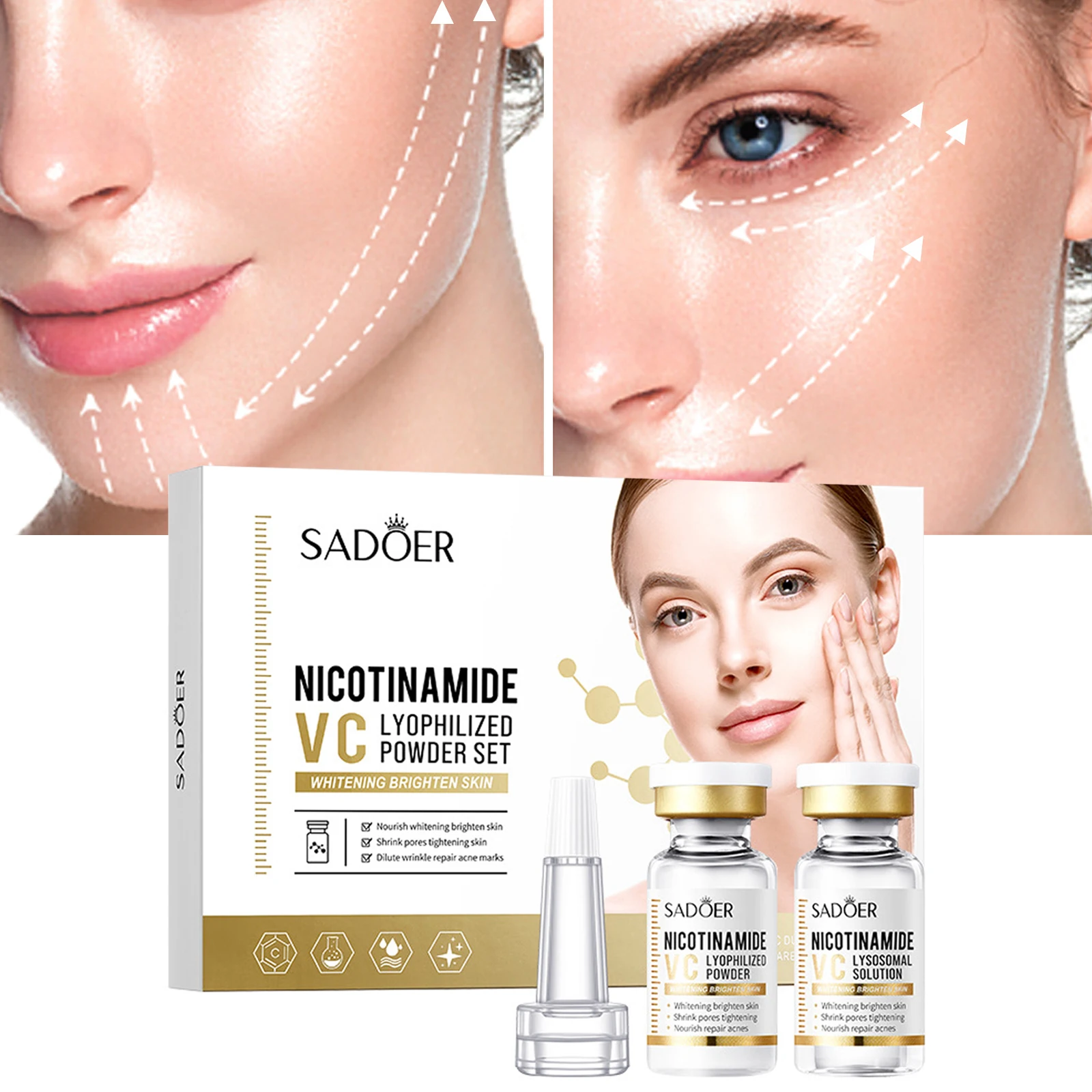 

Improve Acne Serum Niacinamide Whitening Essence Moisturizing Vitamin C Freeze-dried Powder Set Anti-aging Facial Care Essence