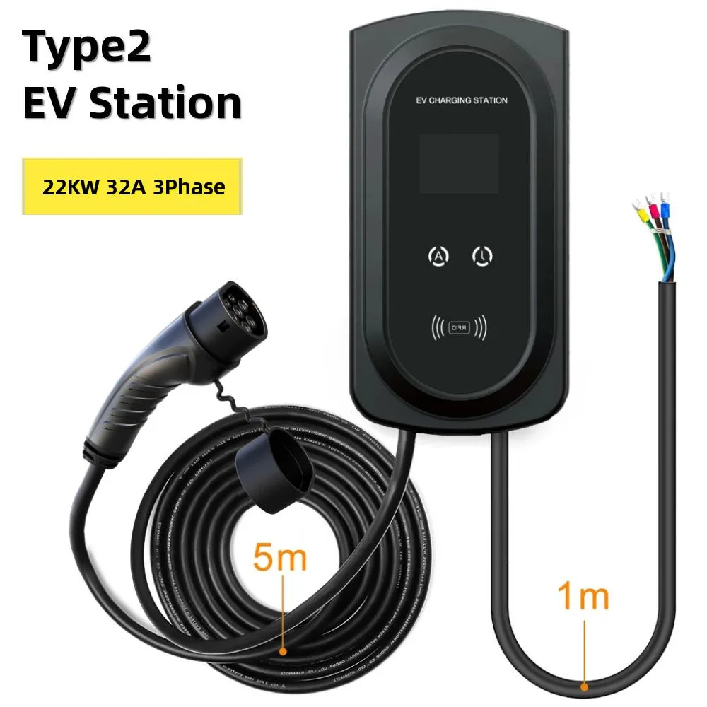 Настенная зарядная станция типа 2 EVSE Wallbox USB-кабель для домашних электромобилей с