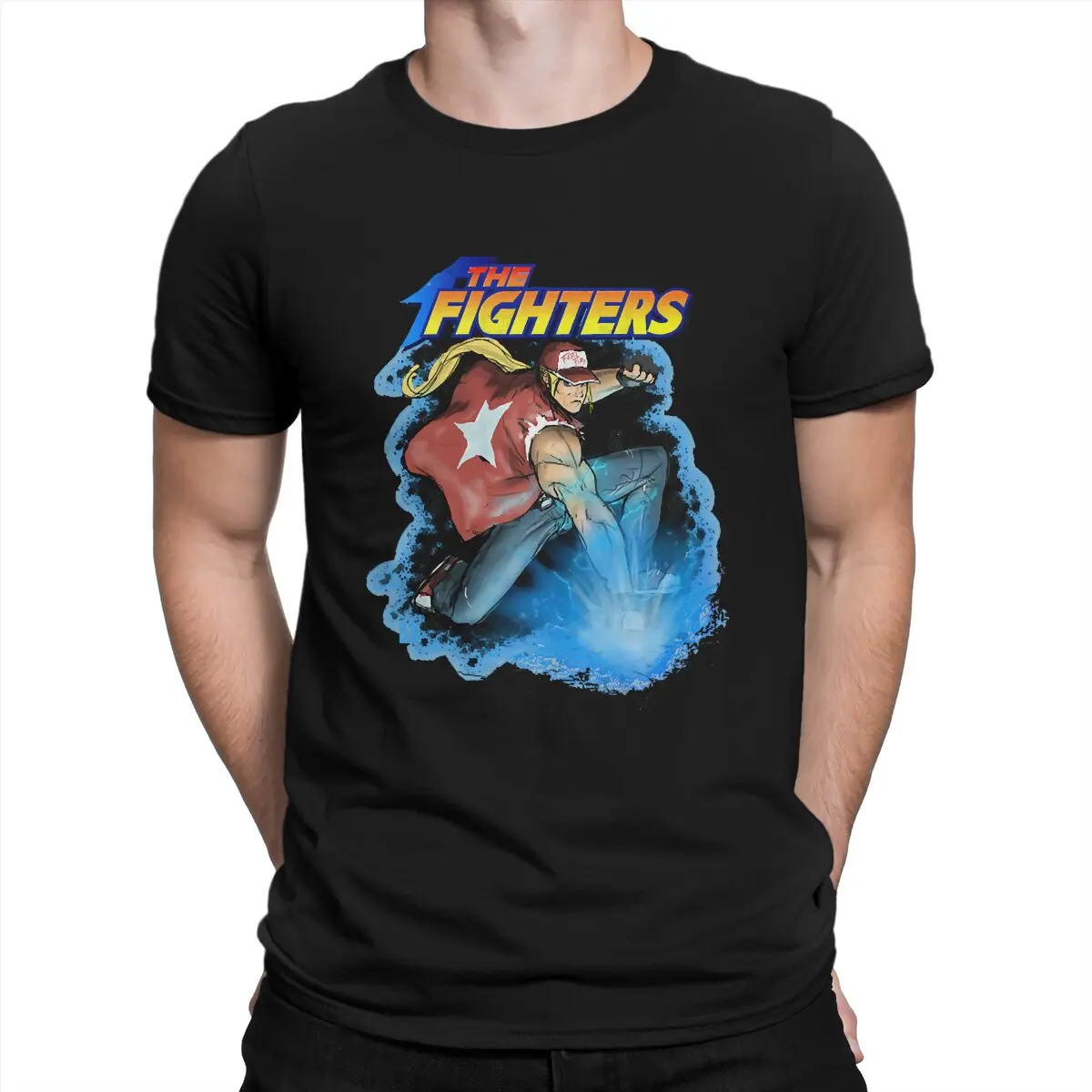 

Terry Bogard Classic T Shirt for Men 100% Cotton Novelty T-Shirts Crewneck The King of Fighters Game Tees Short Sleeve Printed