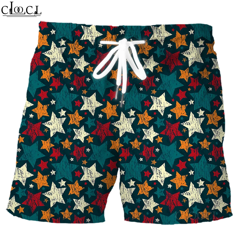 

CLOOCL Fashion Men American Independence Day Stars 3D Graphic Board Shorts Fashion Elastic Pockets Beach Pants Sportswear